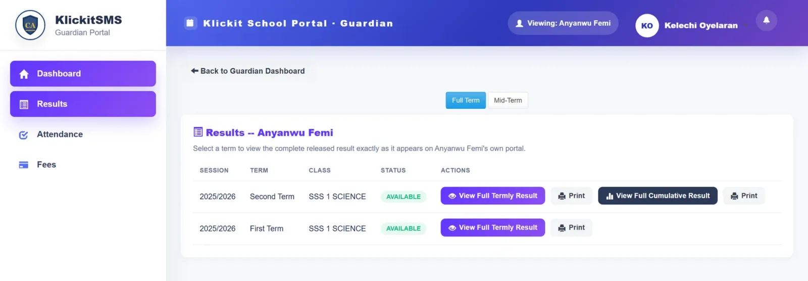 Released straight to the parent portal